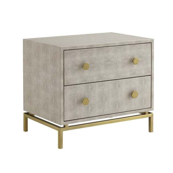 HomeRoots 21" Cream and Gold Wood End Table - Elegant Two-Drawer Storage for Living Room or Bedroom Decor 544091