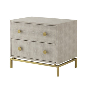 HomeRoots 21" Cream and Gold Wood End Table - Elegant Two-Drawer Storage for Living Room or Bedroom Decor 544091