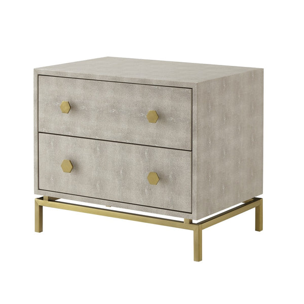 HomeRoots 21" Cream and Gold Wood End Table - Elegant Two-Drawer Storage for Living Room or Bedroom Decor 544091