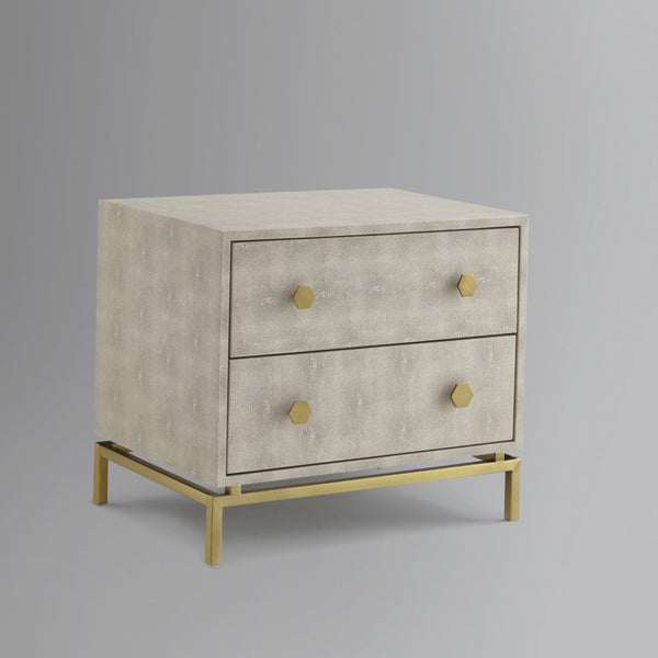 HomeRoots 21" Cream and Gold Wood End Table - Elegant Two-Drawer Storage for Living Room or Bedroom Decor 544091