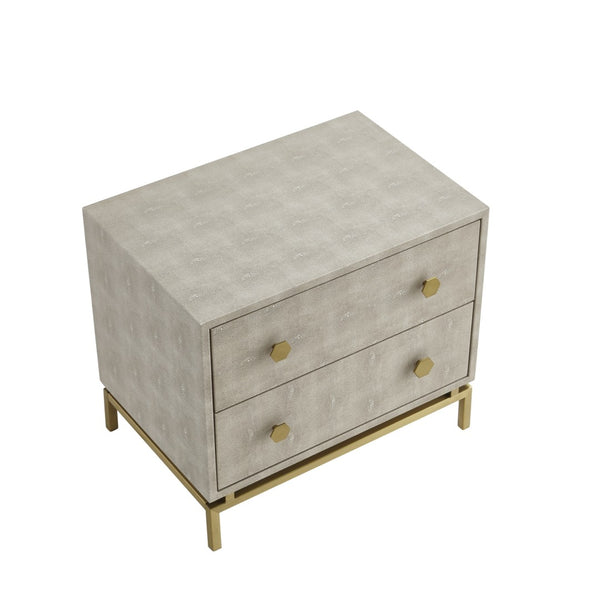 HomeRoots 21" Cream and Gold Wood End Table - Elegant Two-Drawer Storage for Living Room or Bedroom Decor 544091
