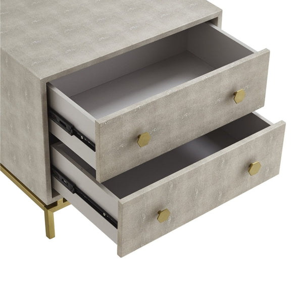 HomeRoots 21" Cream and Gold Wood End Table - Elegant Two-Drawer Storage for Living Room or Bedroom Decor 544091