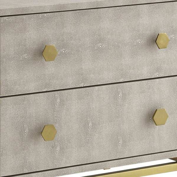 HomeRoots 21" Cream and Gold Wood End Table - Elegant Two-Drawer Storage for Living Room or Bedroom Decor 544091