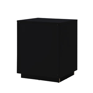 HomeRoots 24" Sleek Black Wood Block End Table with Drawer & Open Shelf for Stylish Storage Solutions 544092