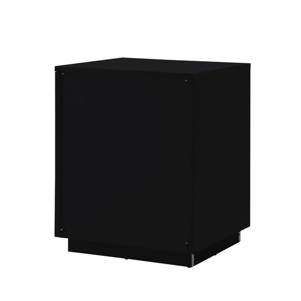 HomeRoots 24" Sleek Black Wood Block End Table with Drawer & Open Shelf for Stylish Storage Solutions 544092