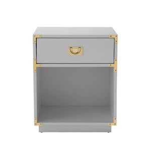 HomeRoots 24" Modern Farmhouse Wood Block End Table with Drawer and Open Shelf for Versatile Home Use Light Grey 544093
