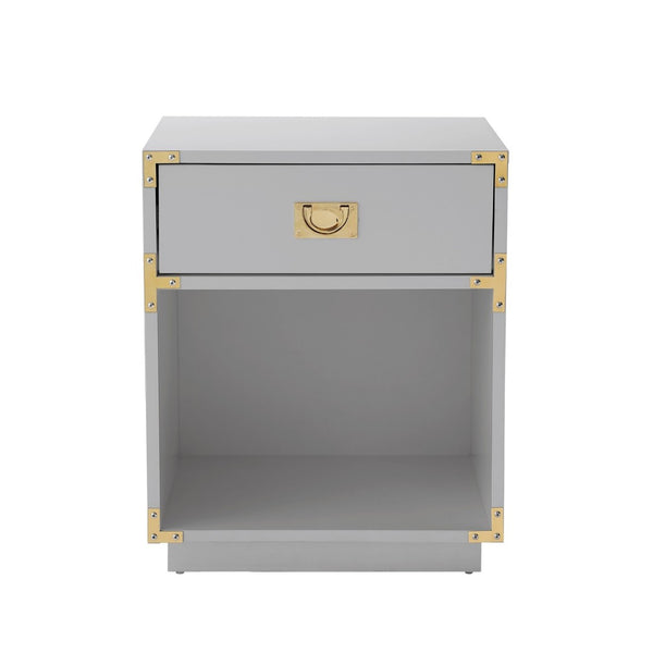 HomeRoots 24" Modern Farmhouse Wood Block End Table with Drawer and Open Shelf for Versatile Home Use Light Grey 544093