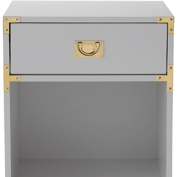 HomeRoots 24" Modern Farmhouse Wood Block End Table with Drawer and Open Shelf for Versatile Home Use Light Grey 544093