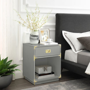 HomeRoots 24" Modern Farmhouse Wood Block End Table with Drawer and Open Shelf for Versatile Home Use Light Grey 544093