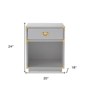 HomeRoots 24" Modern Farmhouse Wood Block End Table with Drawer and Open Shelf for Versatile Home Use Light Grey 544093