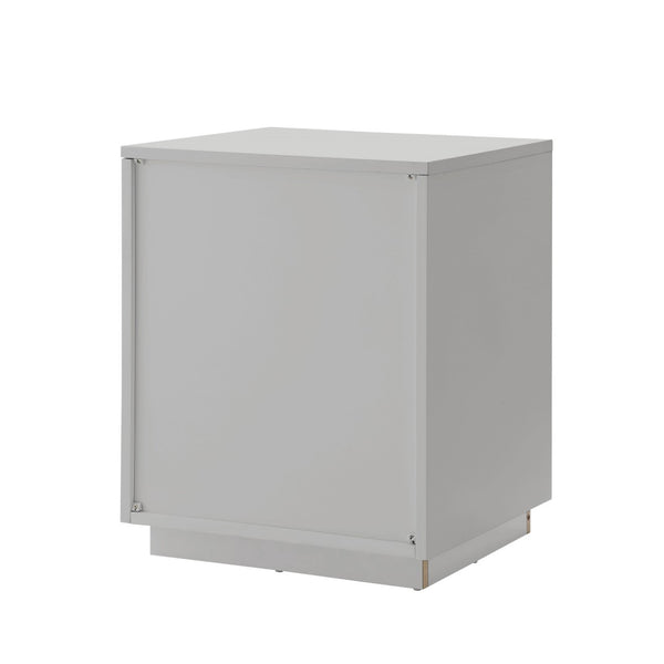 HomeRoots 24" Modern Farmhouse Wood Block End Table with Drawer and Open Shelf for Versatile Home Use Light Grey 544093