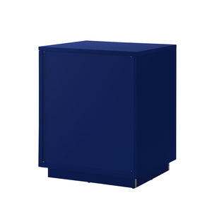 HomeRoots 24" Modern Farmhouse Wood Block End Table with Drawer and Open Shelf for Versatile Home Use Dark Navy 544094