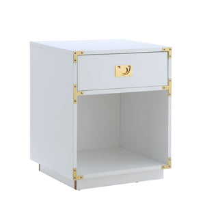 HomeRoots 24" Modern Farmhouse Wood Block End Table with Drawer and Open Shelf for Versatile Home Use White 544095