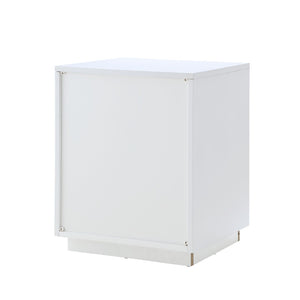 HomeRoots 24" Modern Farmhouse Wood Block End Table with Drawer and Open Shelf for Versatile Home Use White 544095