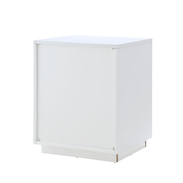 HomeRoots 24" Modern Farmhouse Wood Block End Table with Drawer and Open Shelf for Versatile Home Use White 544095
