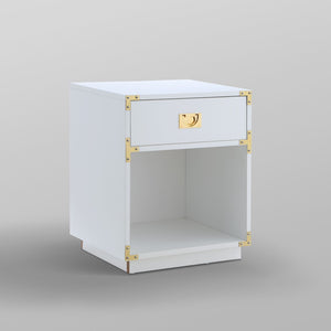 HomeRoots 24" Modern Farmhouse Wood Block End Table with Drawer and Open Shelf for Versatile Home Use White 544095