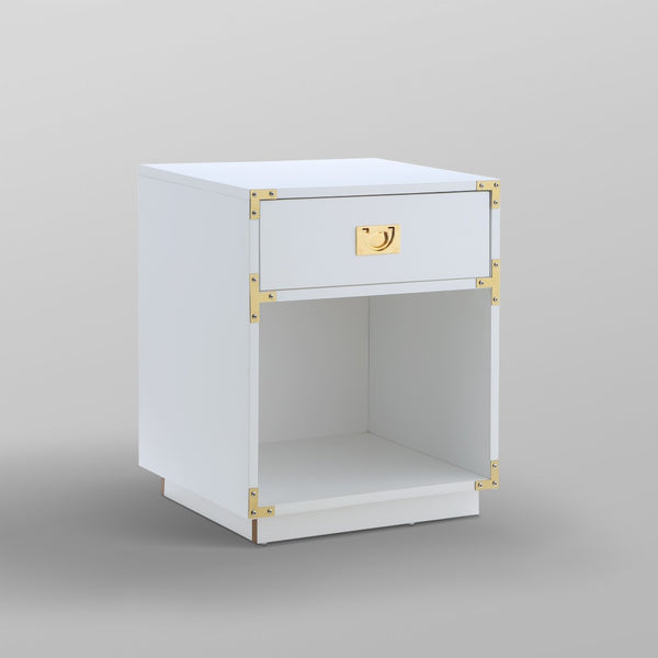 HomeRoots 24" Modern Farmhouse Wood Block End Table with Drawer and Open Shelf for Versatile Home Use White 544095