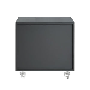 HomeRoots 24" Dark Gray Mirrored Wood End Table with 3 Drawers - Chic, Versatile Storage for Modern Spaces 544096
