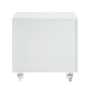 Homeroots 24" Clear And White Wood Mirrored End Table With Three Drawers White  544099