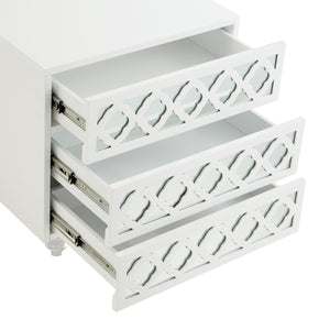 Homeroots 24" Clear And White Wood Mirrored End Table With Three Drawers White  544099