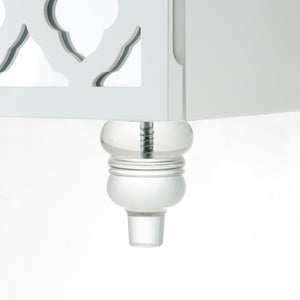 Homeroots 24" Clear And White Wood Mirrored End Table With Three Drawers White  544099