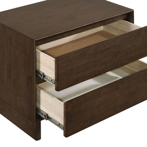 English Elm Hemlock Solid Wood 2-Drawer Nightstand in Warm Brown — Smooth Fingertip Pulls, Soft-Glide Storage B062P378389