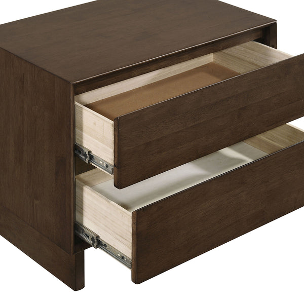 English Elm Hemlock Solid Wood 2-Drawer Nightstand in Warm Brown — Smooth Fingertip Pulls, Soft-Glide Storage B062P378389