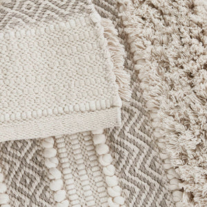 JLA Home INK+IVY - Woven Hand‑Woven Texture Bath Rug with Shaggy Pile and Taupe Geo Stripes, Machine Washable Non‑Skid 20 L x 32 W x 0.25H II72-1227