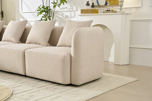 English Elm 118" Velvet Modular Sectional with Ottoman Deep Seat Sofa for Living Room W2664S00093
