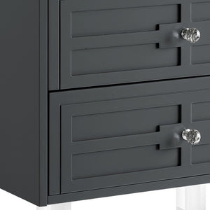 HomeRoots 24" Modern Farmhouse End Table with Two Drawers - Dark Gray Top & Clear Wood Base for Versatile Style 544100