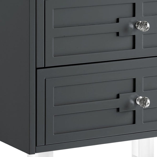 HomeRoots 24" Modern Farmhouse End Table with Two Drawers - Dark Gray Top & Clear Wood Base for Versatile Style 544100