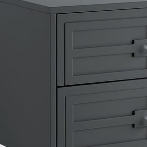 HomeRoots 24" Modern Farmhouse End Table with Two Drawers - Dark Gray Top & Clear Wood Base for Versatile Style 544100