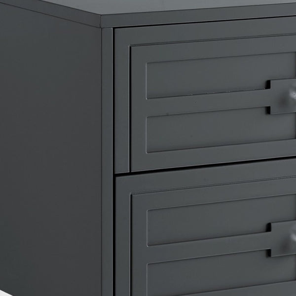 HomeRoots 24" Modern Farmhouse End Table with Two Drawers - Dark Gray Top & Clear Wood Base for Versatile Style 544100