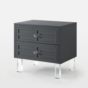 HomeRoots 24" Modern Farmhouse End Table with Two Drawers - Dark Gray Top & Clear Wood Base for Versatile Style 544100
