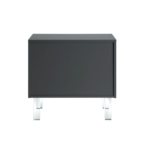 HomeRoots 24" Modern Farmhouse End Table with Two Drawers - Dark Gray Top & Clear Wood Base for Versatile Style 544100