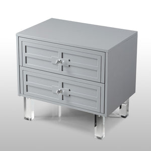 HomeRoots 24" Light Gray End Table with Clear Wood Base & 2 Drawers - Modern Farmhouse Style & Versatile Design 544101