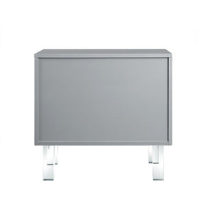 HomeRoots 24" Light Gray End Table with Clear Wood Base & 2 Drawers - Modern Farmhouse Style & Versatile Design 544101