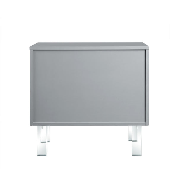 HomeRoots 24" Light Gray End Table with Clear Wood Base & 2 Drawers - Modern Farmhouse Style & Versatile Design 544101