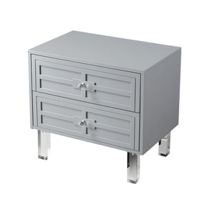 HomeRoots 24" Light Gray End Table with Clear Wood Base & 2 Drawers - Modern Farmhouse Style & Versatile Design 544101