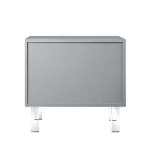 HomeRoots 24" Light Gray End Table with Clear Wood Base & 2 Drawers - Modern Farmhouse Style & Versatile Design 544101