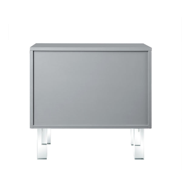 HomeRoots 24" Light Gray End Table with Clear Wood Base & 2 Drawers - Modern Farmhouse Style & Versatile Design 544101