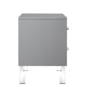 HomeRoots 24" Light Gray End Table with Clear Wood Base & 2 Drawers - Modern Farmhouse Style & Versatile Design 544101