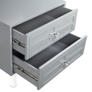 HomeRoots 24" Light Gray End Table with Clear Wood Base & 2 Drawers - Modern Farmhouse Style & Versatile Design 544101