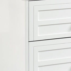HomeRoots 24" Modern Acrylic End Table with Glossy Lacquer Finish and Two Storage Drawers for Stylish Living White 544103