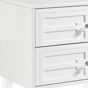 HomeRoots 24" Modern Acrylic End Table with Glossy Lacquer Finish and Two Storage Drawers for Stylish Living White 544103
