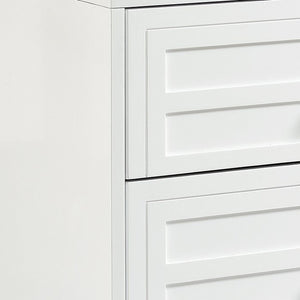 HomeRoots 24" Modern Acrylic End Table with Glossy Lacquer Finish and Two Storage Drawers for Stylish Living White 544103