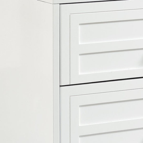 HomeRoots 24" Modern Acrylic End Table with Glossy Lacquer Finish and Two Storage Drawers for Stylish Living White 544103