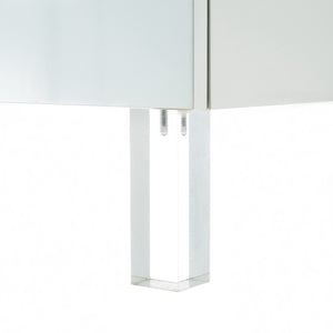 HomeRoots 24" Modern Acrylic End Table with Glossy Lacquer Finish and Two Storage Drawers for Stylish Living White 544103