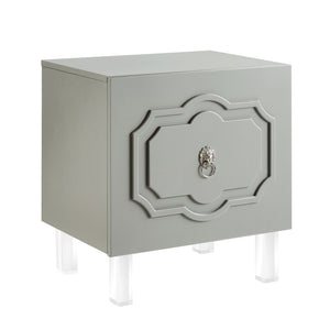 HomeRoots 24" Modern Clear Acrylic End Table with Shelf - Stylish Storage for Living Room or Bedroom Spaces Light Grey 544104