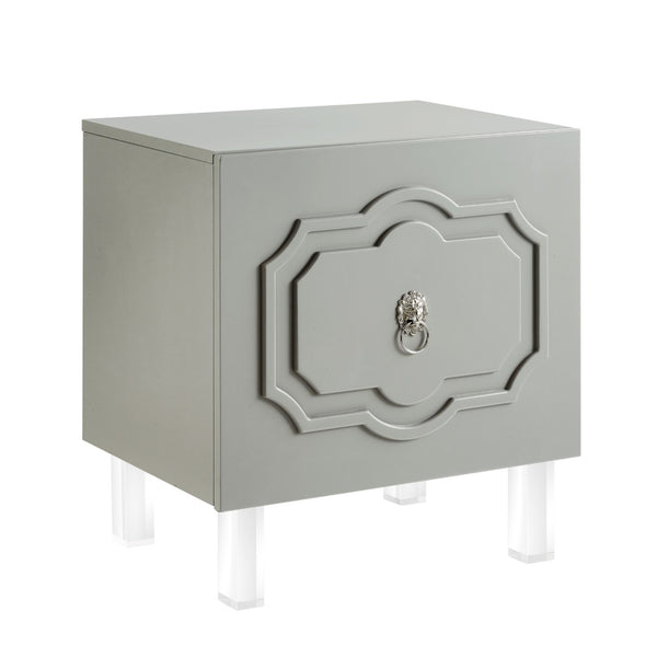 HomeRoots 24" Modern Clear Acrylic End Table with Shelf - Stylish Storage for Living Room or Bedroom Spaces Light Grey 544104
